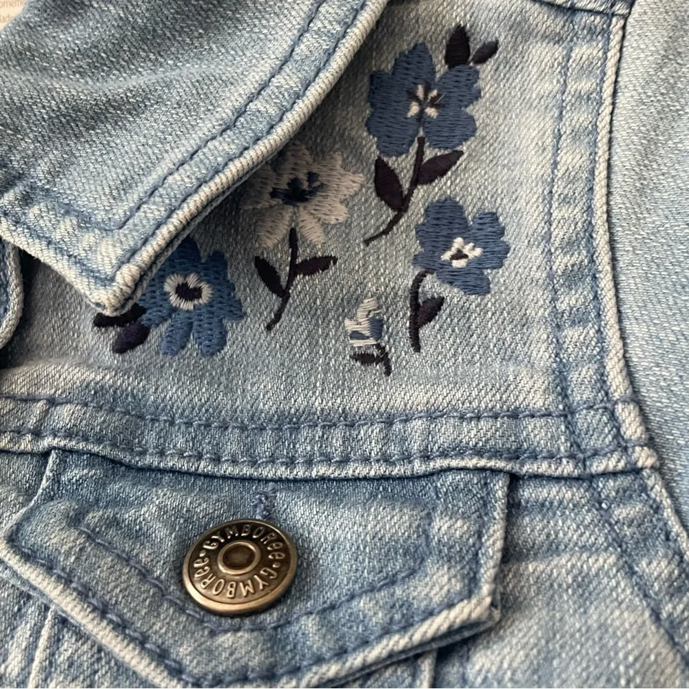 Gymboree Light Blue Denim Jacket with Floral Details